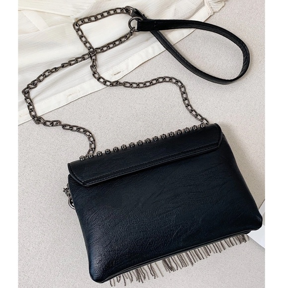 Luxe Vegan Leather Studded Tassel Shoulder Crossbody Bag - Picture 7 of 13